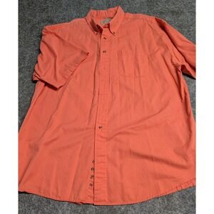Sun River Men's Short Sleeve Casual Shirt Button Down Cotton Orange XL